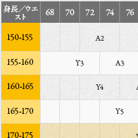 PSFAのサイズ表です。